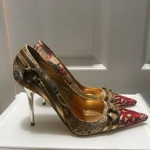 Aldo Red & Gold 4in Heels